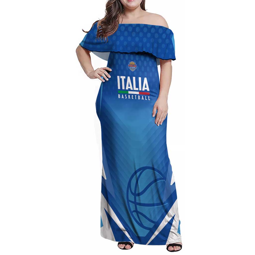 Italy Basketball Custom Family Matching Off Shoulder Maxi Dress and Hawaiian Shirt Gli Azzurri Go Champions - Wonder Print Shop