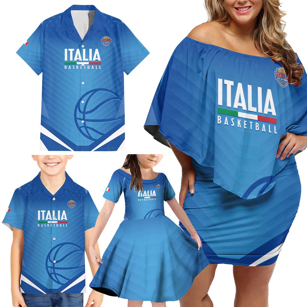Italy Basketball Custom Family Matching Off Shoulder Short Dress and Hawaiian Shirt Gli Azzurri Go Champions - Wonder Print Shop