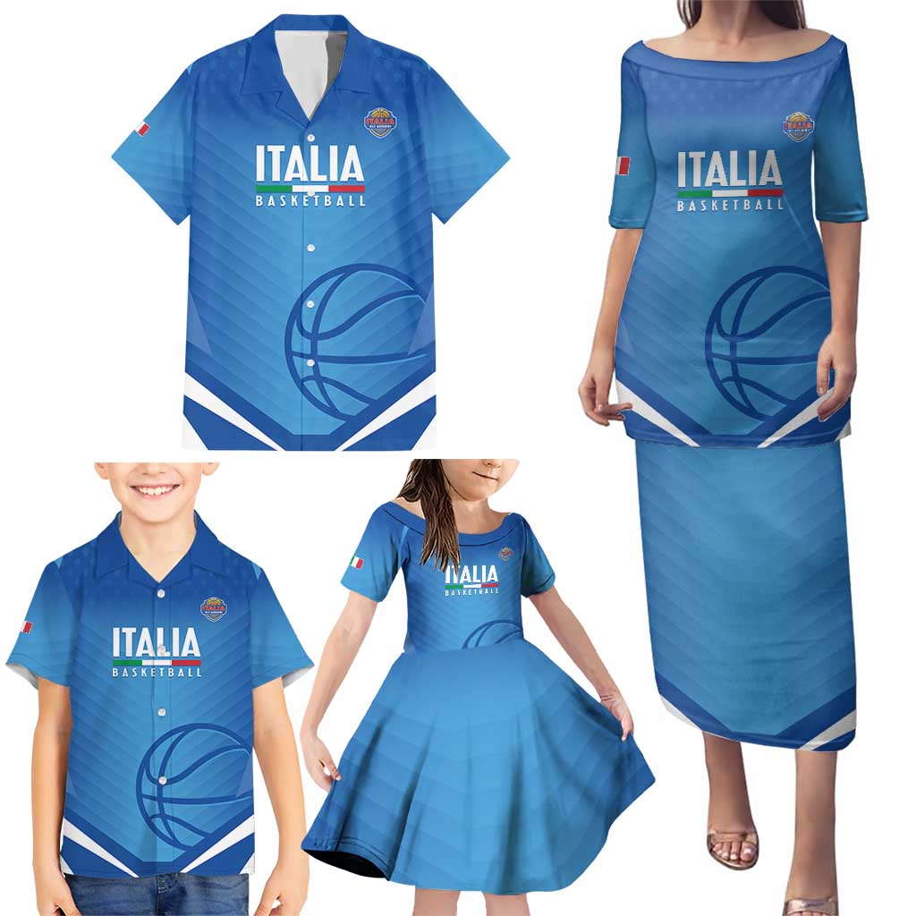 Italy Basketball Custom Family Matching Puletasi and Hawaiian Shirt Gli Azzurri Go Champions - Wonder Print Shop