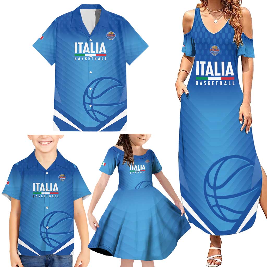 Italy Basketball Custom Family Matching Summer Maxi Dress and Hawaiian Shirt Gli Azzurri Go Champions - Wonder Print Shop