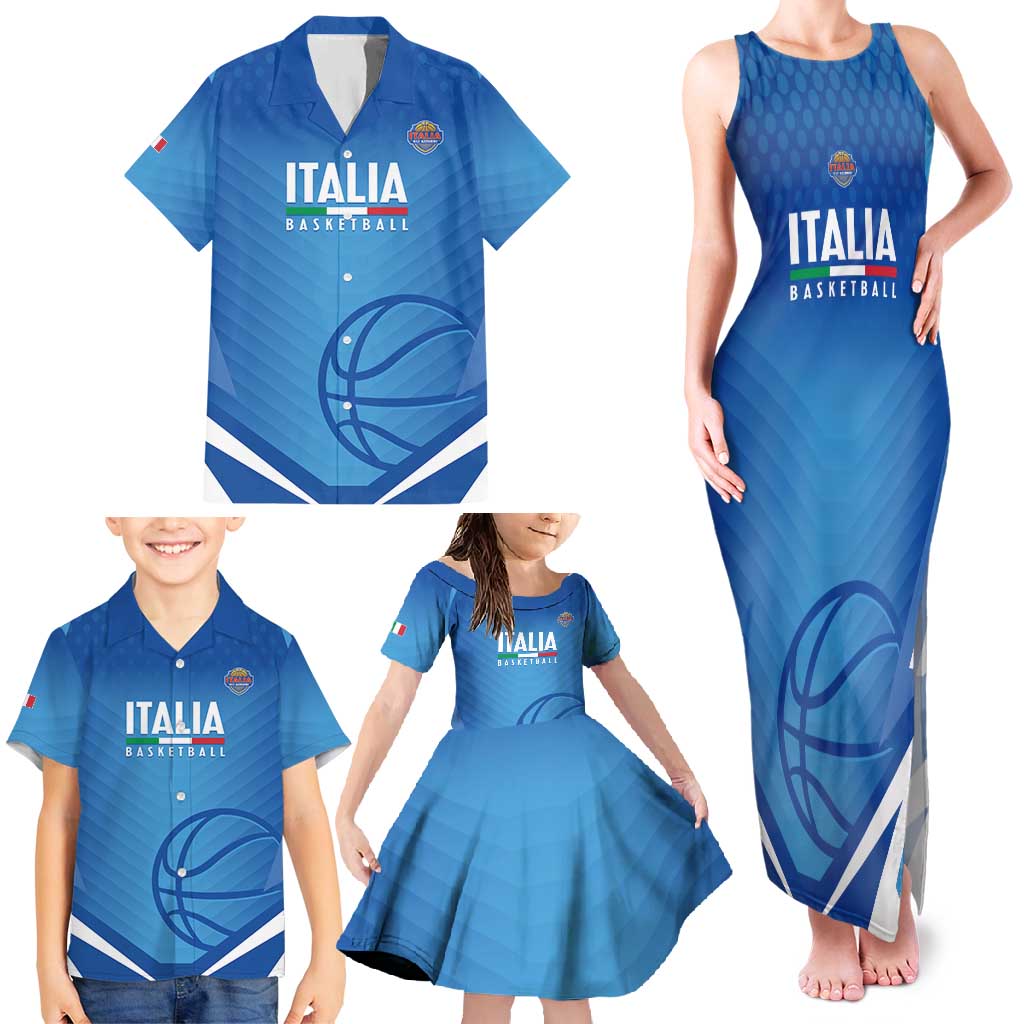 Italy Basketball Custom Family Matching Tank Maxi Dress and Hawaiian Shirt Gli Azzurri Go Champions - Wonder Print Shop