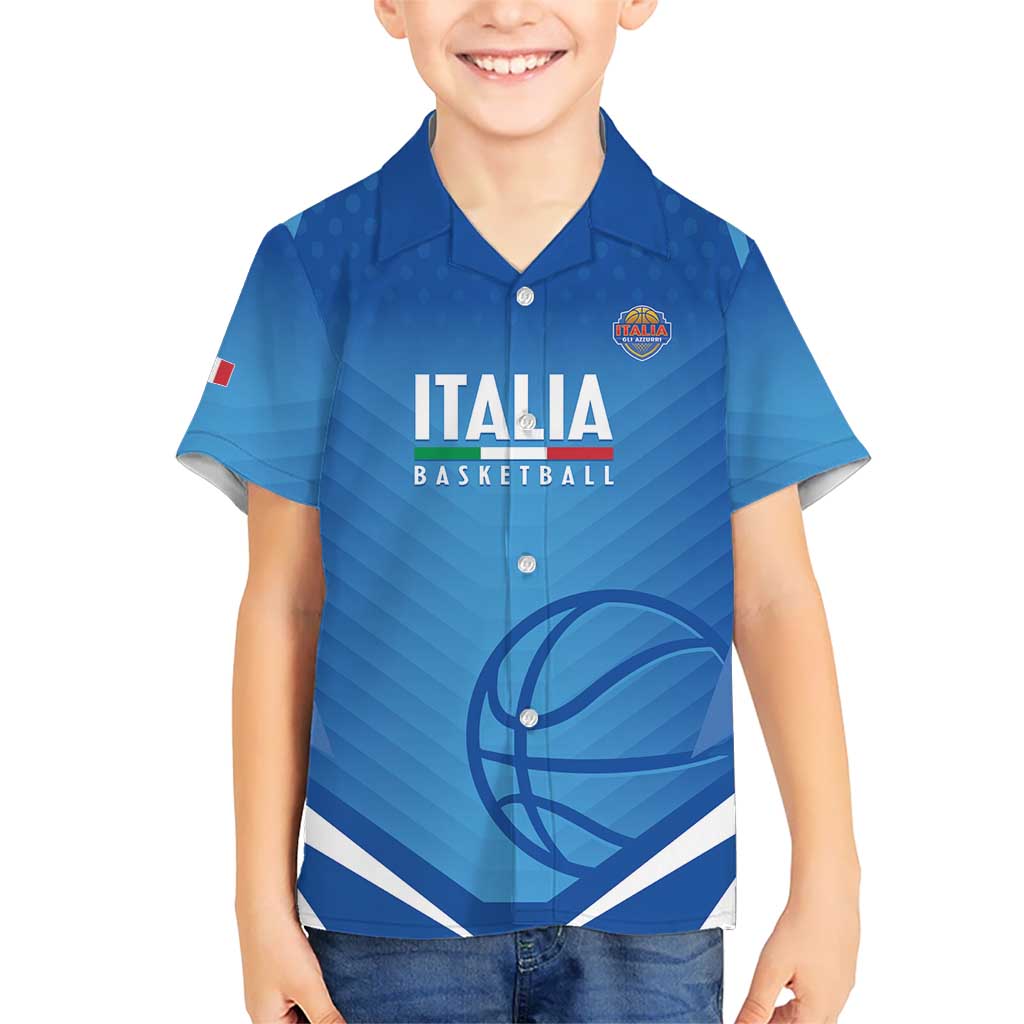 Italy Basketball Custom Kid Hawaiian Shirt Gli Azzurri Go Champions - Wonder Print Shop