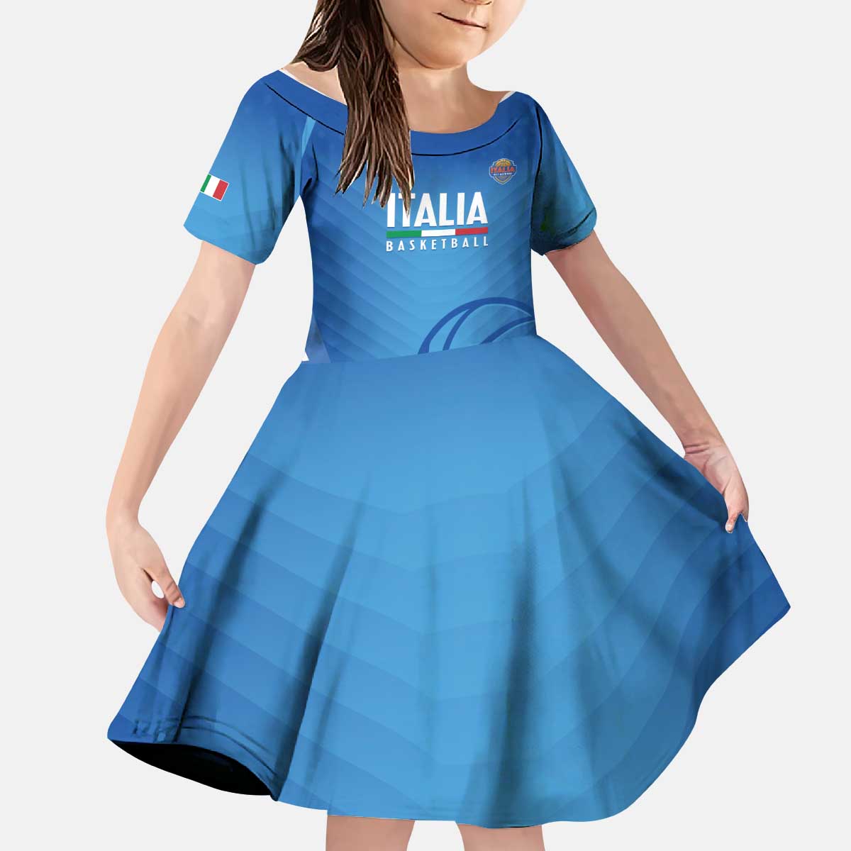 Italy Basketball Custom Kid Short Sleeve Dress Gli Azzurri Go Champions - Wonder Print Shop