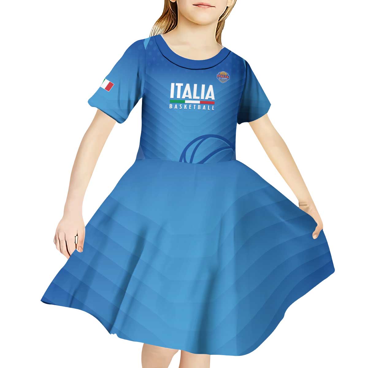 Italy Basketball Custom Kid Short Sleeve Dress Gli Azzurri Go Champions - Wonder Print Shop