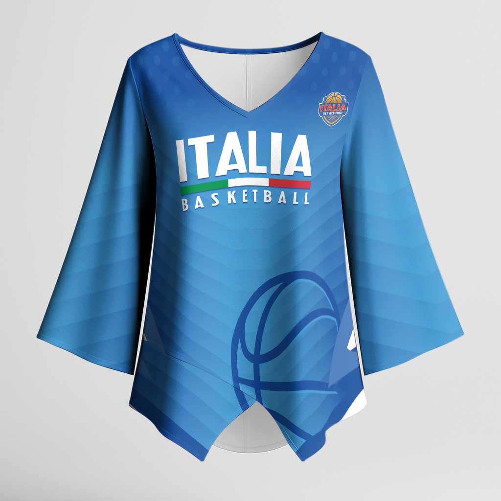 Italy Basketball Custom Kimono Sleeve Blouse Gli Azzurri Go Champions - Wonder Print Shop