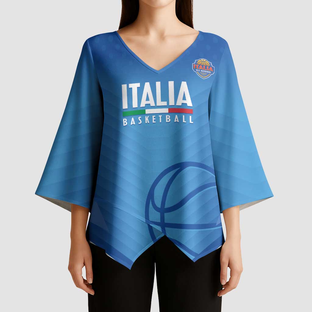 Italy Basketball Custom Kimono Sleeve Blouse Gli Azzurri Go Champions - Wonder Print Shop