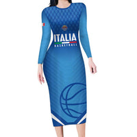 Italy Basketball Custom Long Sleeve Bodycon Dress Gli Azzurri Go Champions - Wonder Print Shop