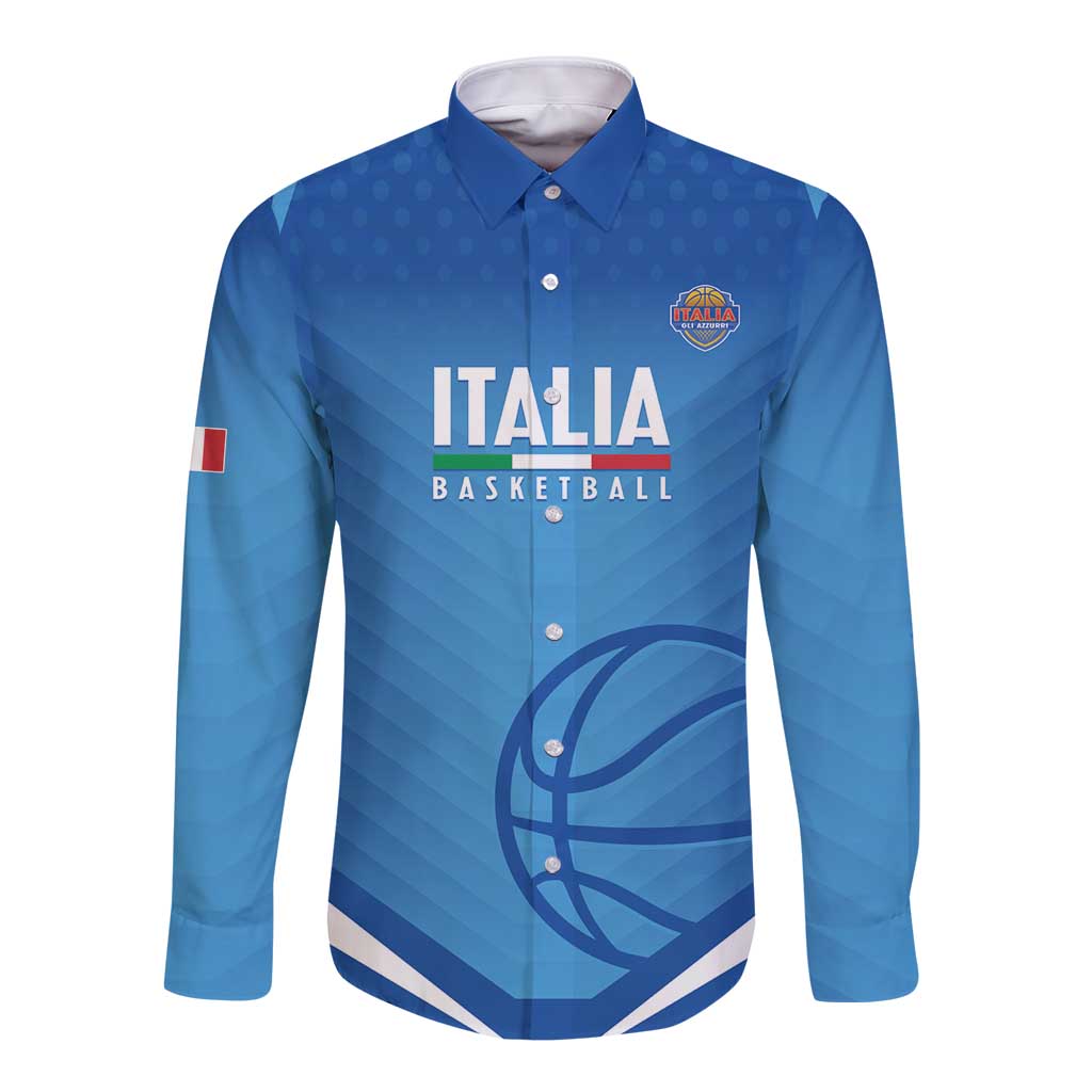 Italy Basketball Custom Long Sleeve Button Shirt Gli Azzurri Go Champions - Wonder Print Shop