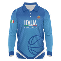 Italy Basketball Custom Long Sleeve Polo Shirt Gli Azzurri Go Champions - Wonder Print Shop