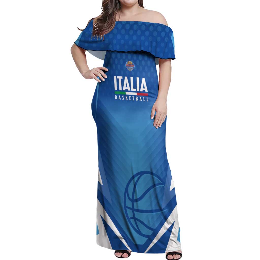 Italy Basketball Custom Off Shoulder Maxi Dress Gli Azzurri Go Champions - Wonder Print Shop