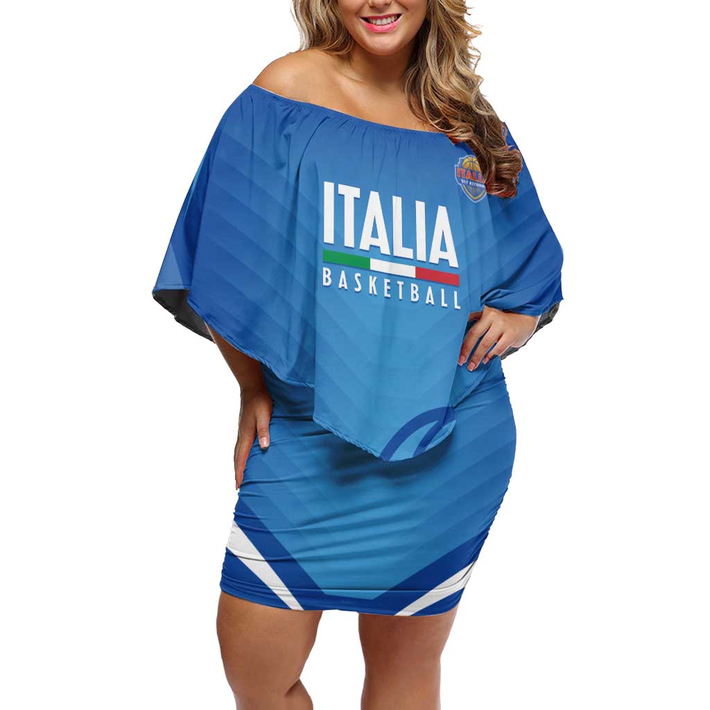 Italy Basketball Custom Off Shoulder Short Dress Gli Azzurri Go Champions - Wonder Print Shop