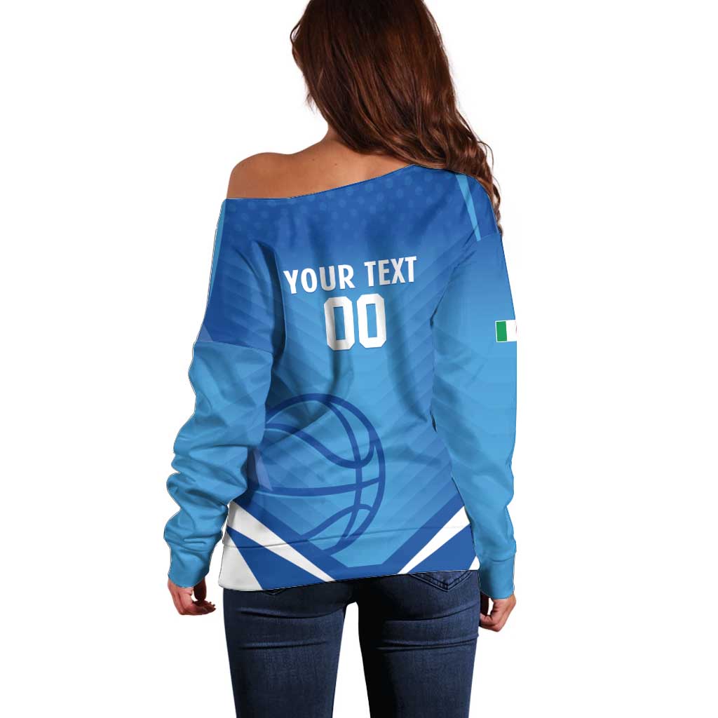 Italy Basketball Custom Off Shoulder Sweater Gli Azzurri Go Champions - Wonder Print Shop