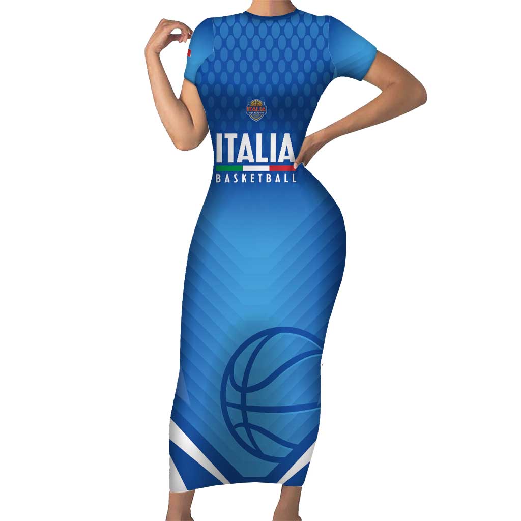 Italy Basketball Custom Short Sleeve Bodycon Dress Gli Azzurri Go Champions - Wonder Print Shop