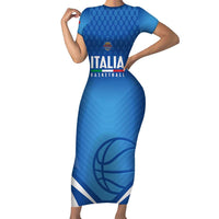 Italy Basketball Custom Short Sleeve Bodycon Dress Gli Azzurri Go Champions - Wonder Print Shop