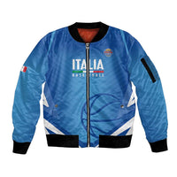Italy Basketball Custom Sleeve Zip Bomber Jacket Gli Azzurri Go Champions - Wonder Print Shop