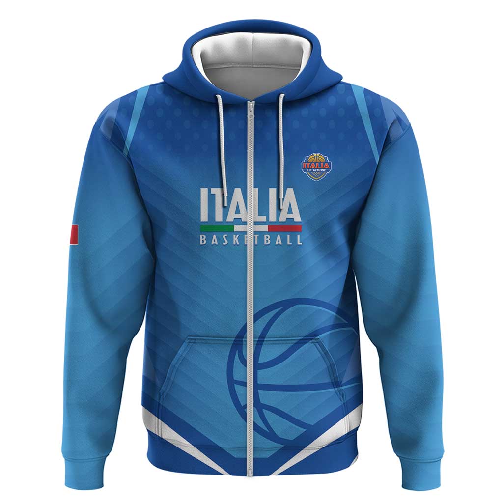 Italy Basketball Custom Zip Hoodie Gli Azzurri Go Champions - Wonder Print Shop