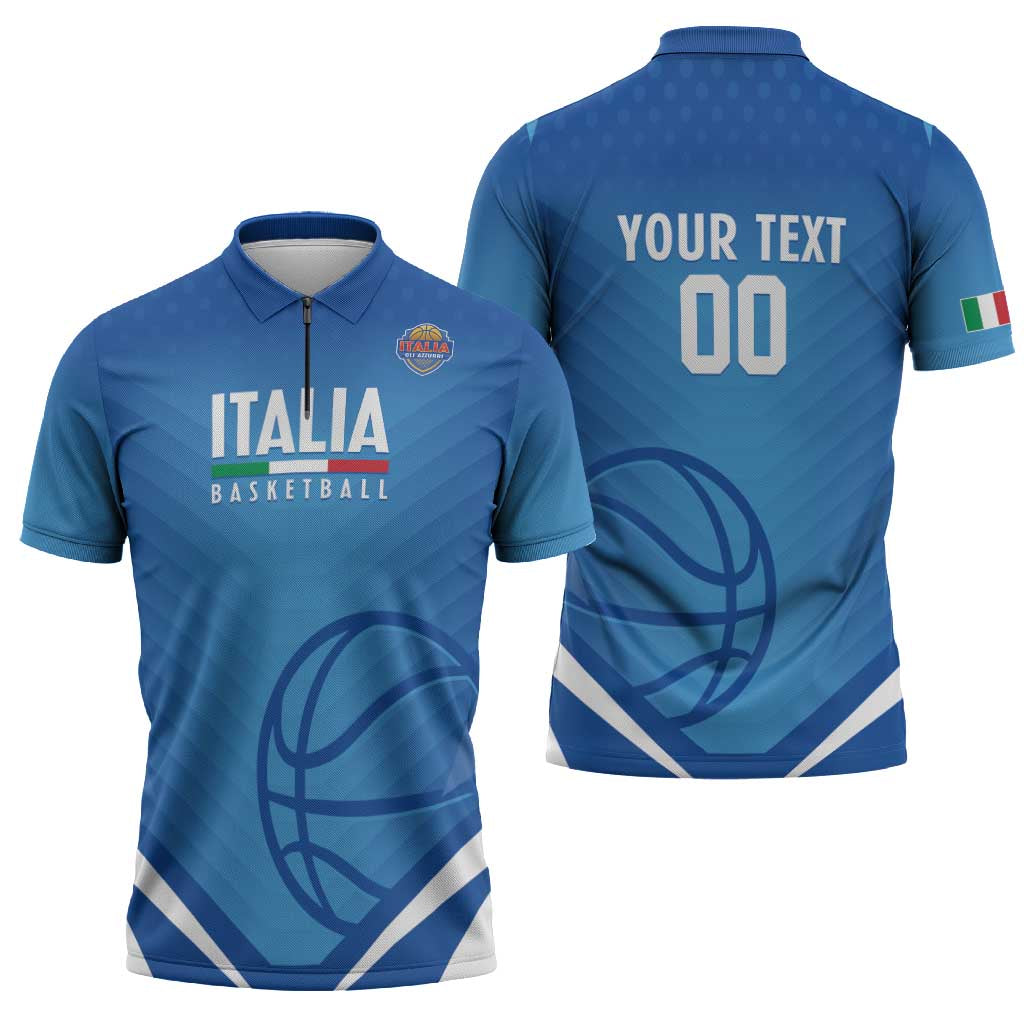 Italy Basketball Custom Zipper Polo Shirt Gli Azzurri Go Champions - Wonder Print Shop