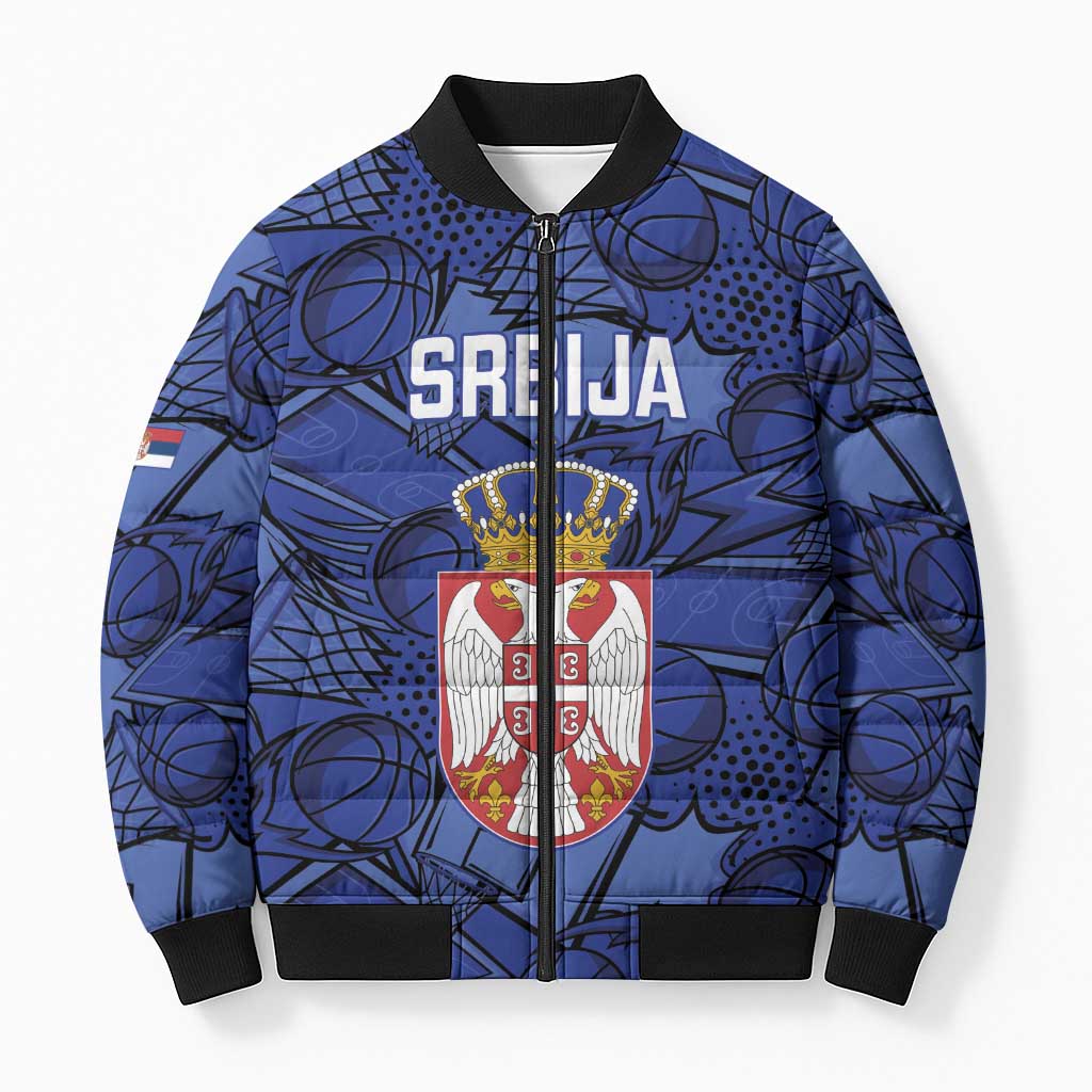 Serbia Basketball Custom Bomber Puffer Jacket Srbija Go Champions - Wonder Print Shop