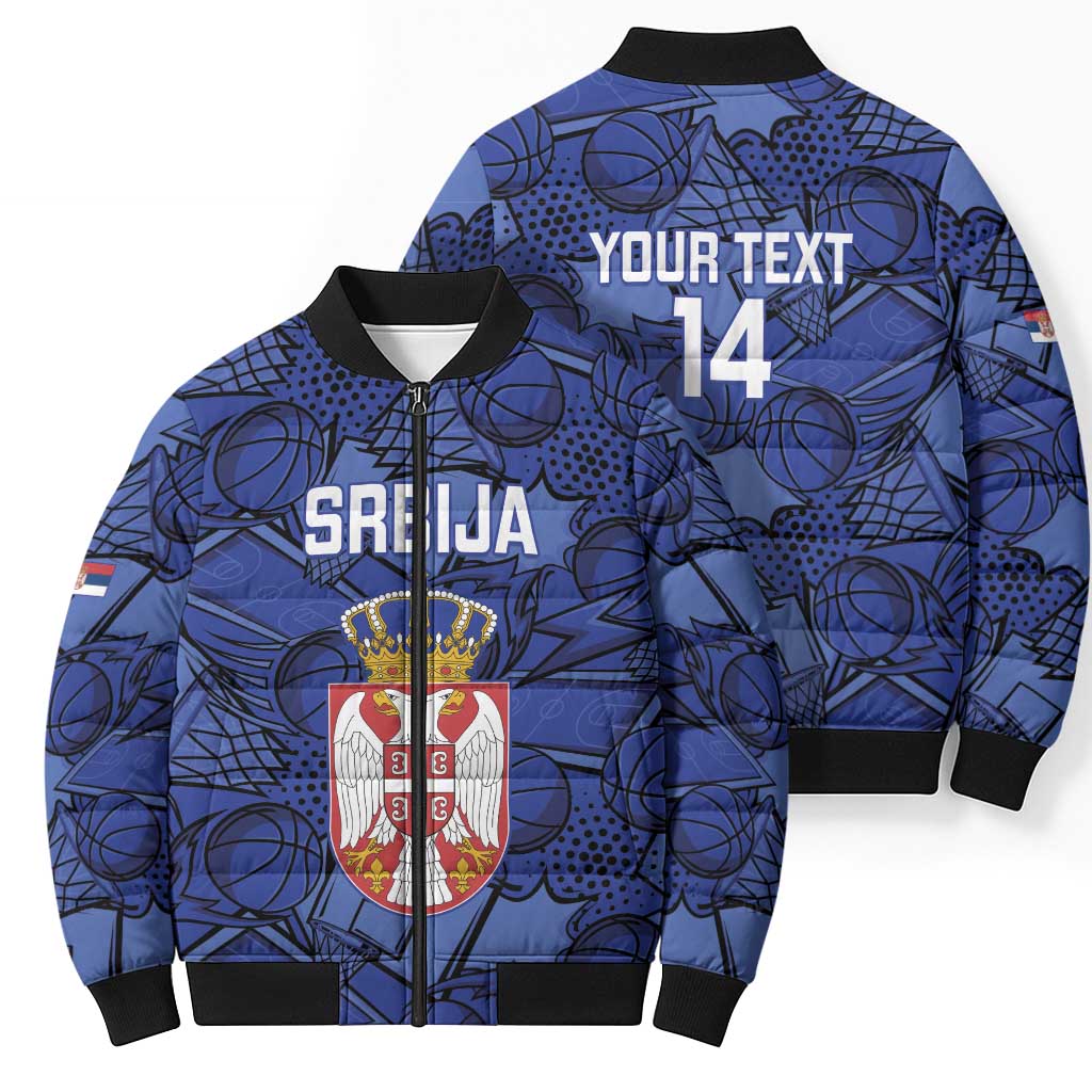 Serbia Basketball Custom Bomber Puffer Jacket Srbija Go Champions - Wonder Print Shop