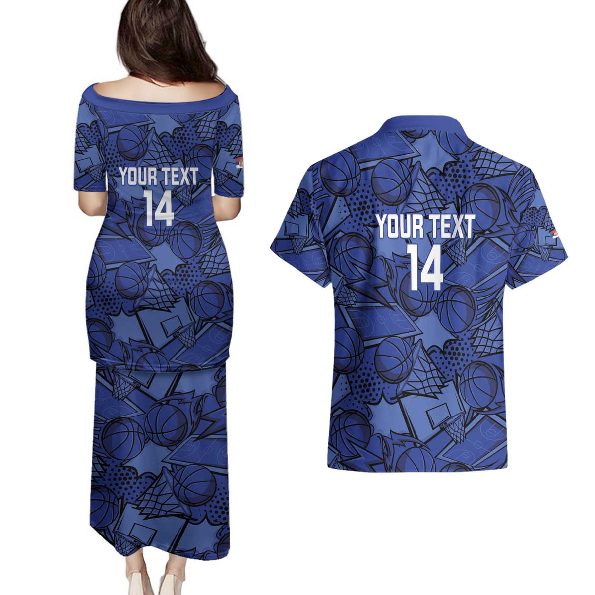 Serbia Basketball Custom Couples Matching Puletasi and Hawaiian Shirt Srbija Go Champions - Wonder Print Shop