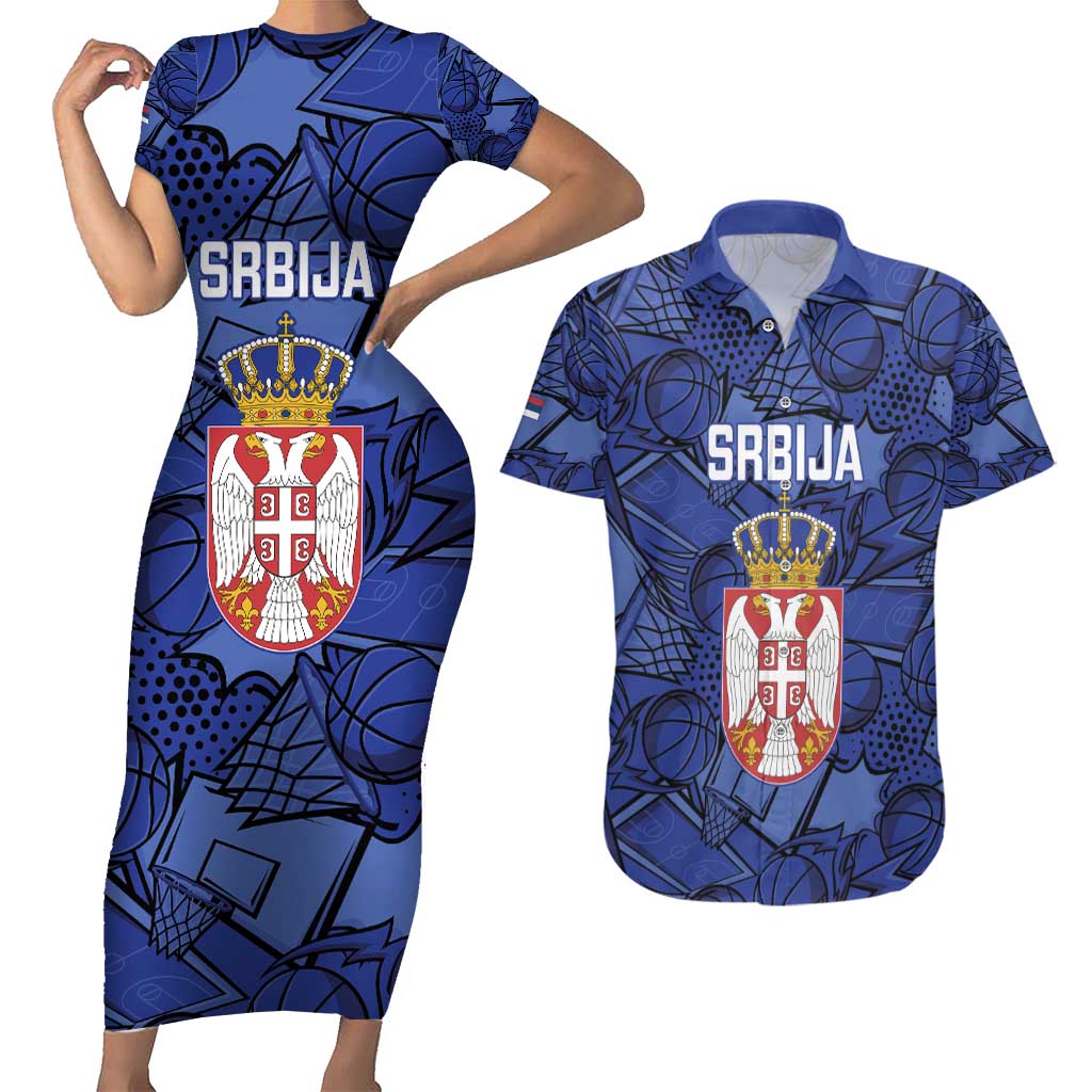 Serbia Basketball Custom Couples Matching Short Sleeve Bodycon Dress and Hawaiian Shirt Srbija Go Champions - Wonder Print Shop