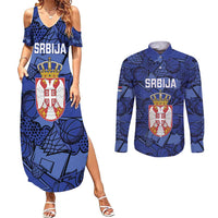 Serbia Basketball Custom Couples Matching Summer Maxi Dress and Long Sleeve Button Shirt Srbija Go Champions - Wonder Print Shop