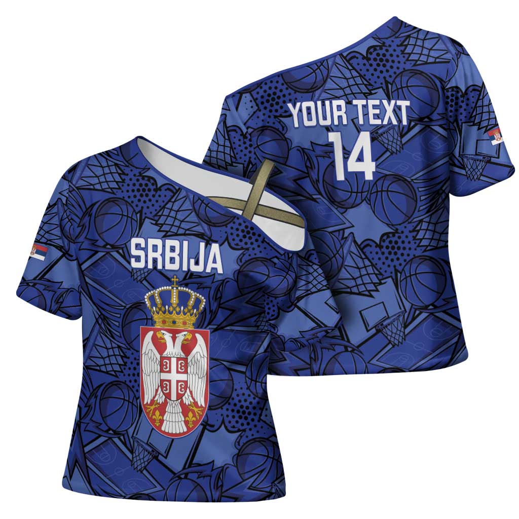 Serbia Basketball Custom Cross Shoulder Shirt Srbija Go Champions - Wonder Print Shop