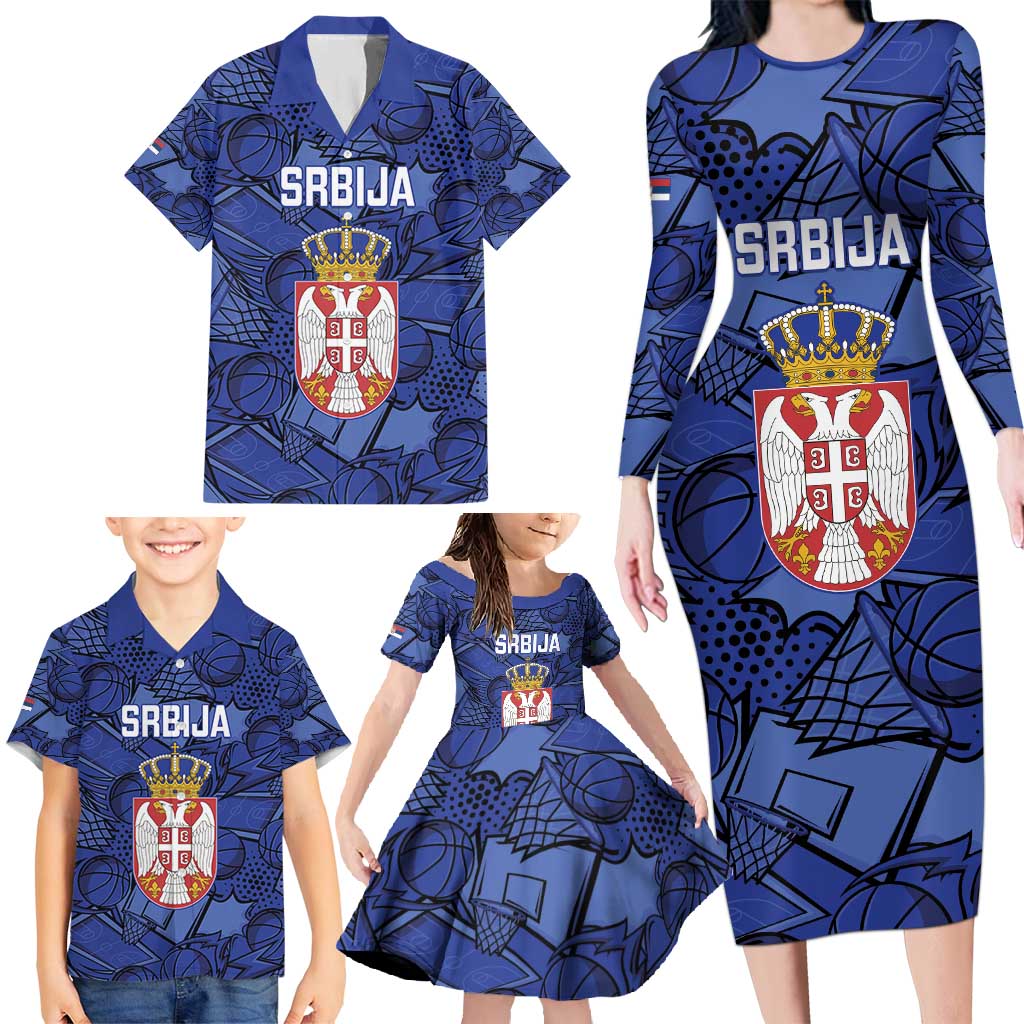 Serbia Basketball Custom Family Matching Long Sleeve Bodycon Dress and Hawaiian Shirt Srbija Go Champions - Wonder Print Shop