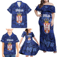 Serbia Basketball Custom Family Matching Off Shoulder Maxi Dress and Hawaiian Shirt Srbija Go Champions - Wonder Print Shop