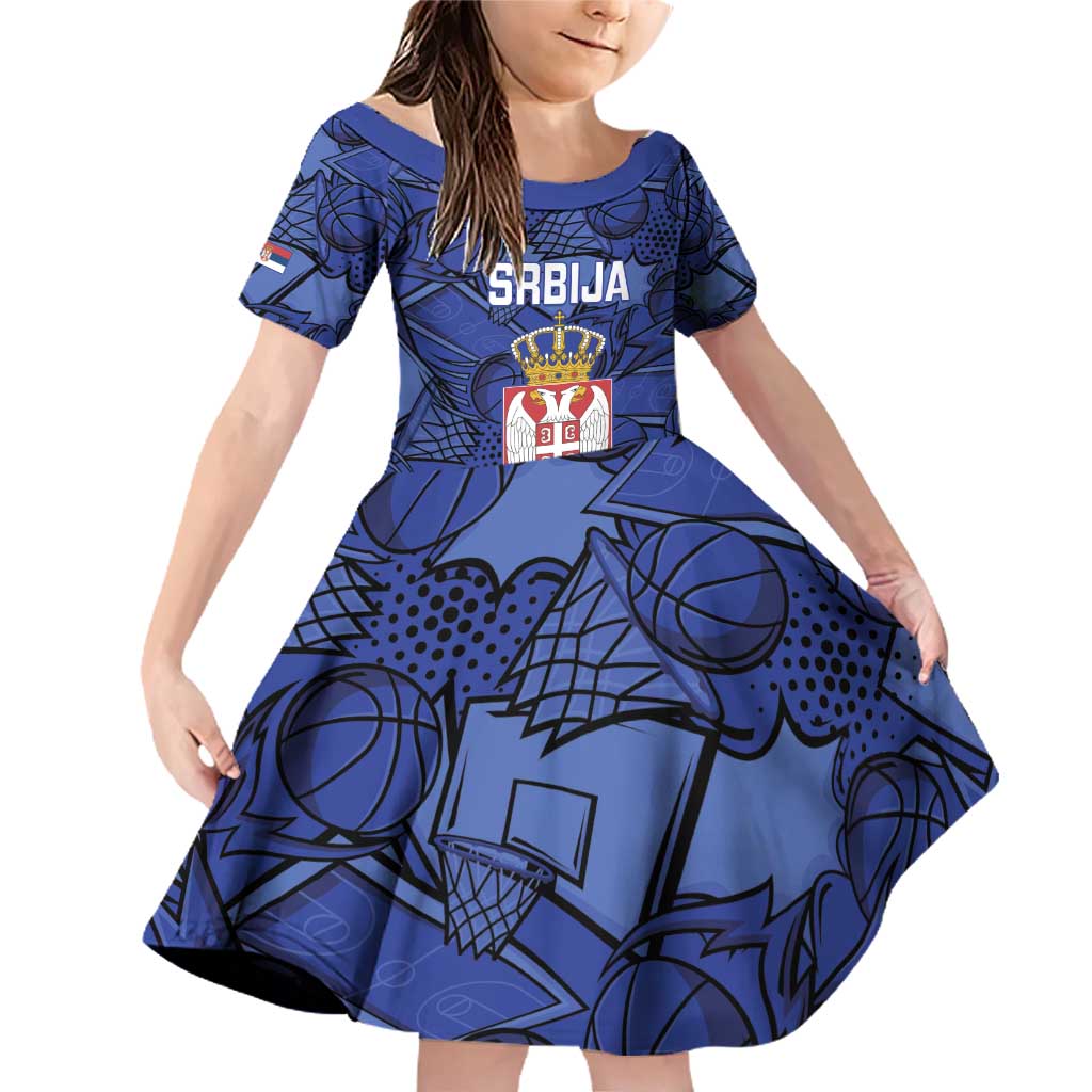 Serbia Basketball Custom Family Matching Off Shoulder Short Dress and Hawaiian Shirt Srbija Go Champions - Wonder Print Shop