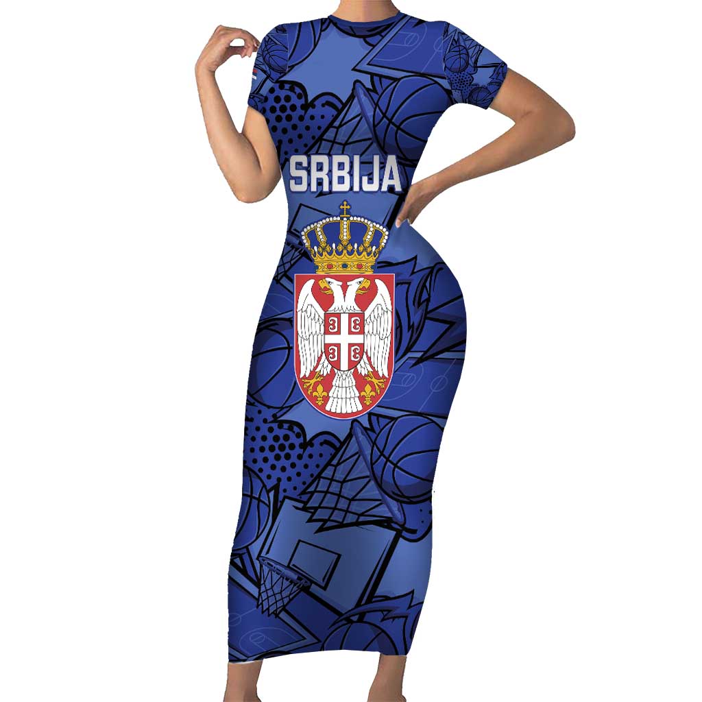 Serbia Basketball Custom Family Matching Short Sleeve Bodycon Dress and Hawaiian Shirt Srbija Go Champions - Wonder Print Shop