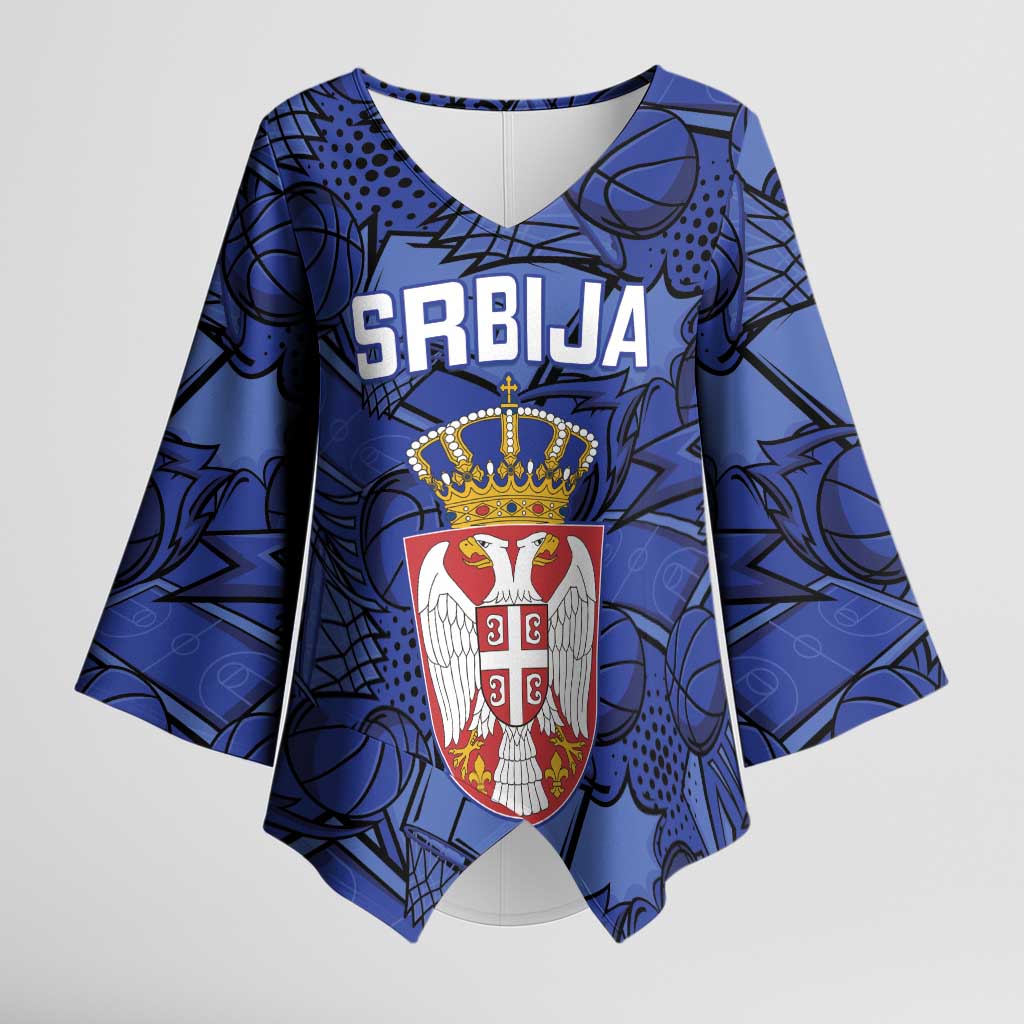 Serbia Basketball Custom Kimono Sleeve Blouse Srbija Go Champions - Wonder Print Shop