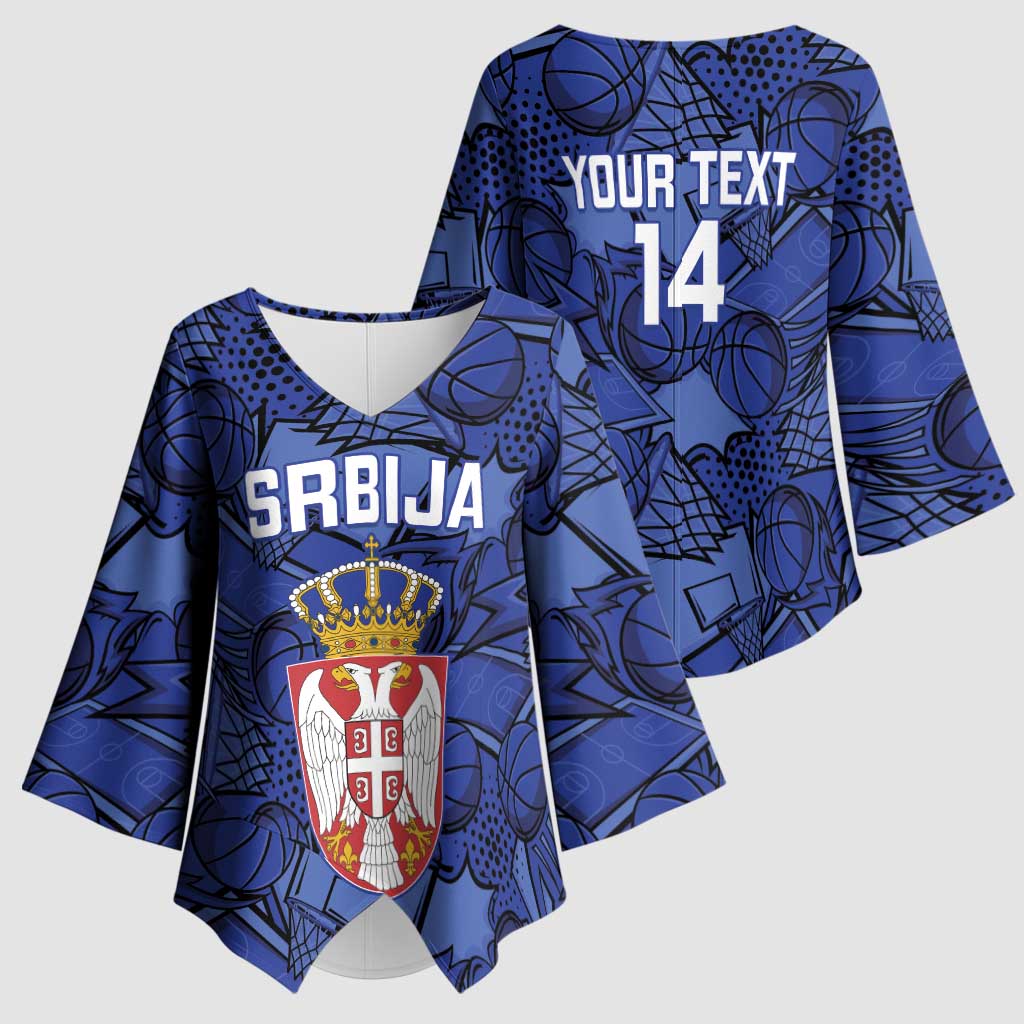 Serbia Basketball Custom Kimono Sleeve Blouse Srbija Go Champions - Wonder Print Shop