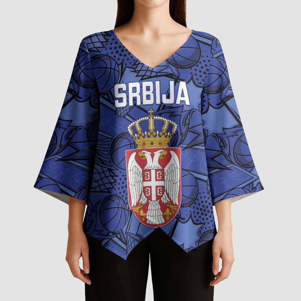 Serbia Basketball Custom Kimono Sleeve Blouse Srbija Go Champions - Wonder Print Shop