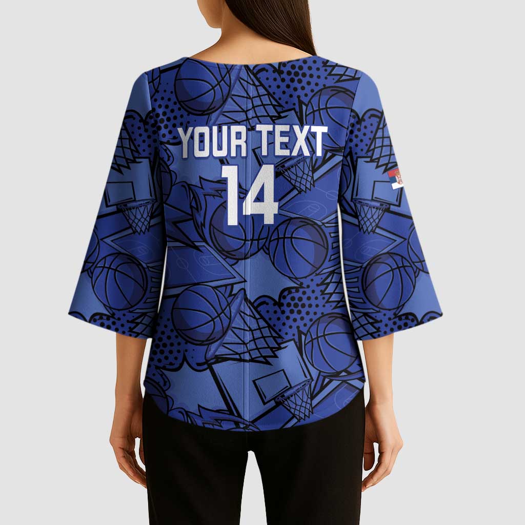 Serbia Basketball Custom Kimono Sleeve Blouse Srbija Go Champions - Wonder Print Shop