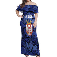Serbia Basketball Custom Off Shoulder Maxi Dress Srbija Go Champions - Wonder Print Shop