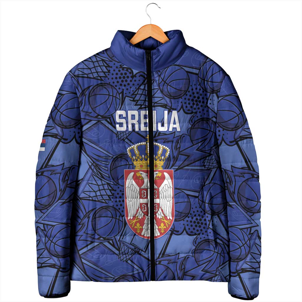 Serbia Basketball Custom Padded Jacket Srbija Go Champions - Wonder Print Shop