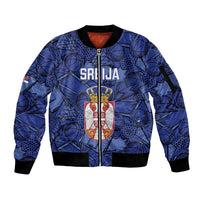 Serbia Basketball Custom Sleeve Zip Bomber Jacket Srbija Go Champions - Wonder Print Shop