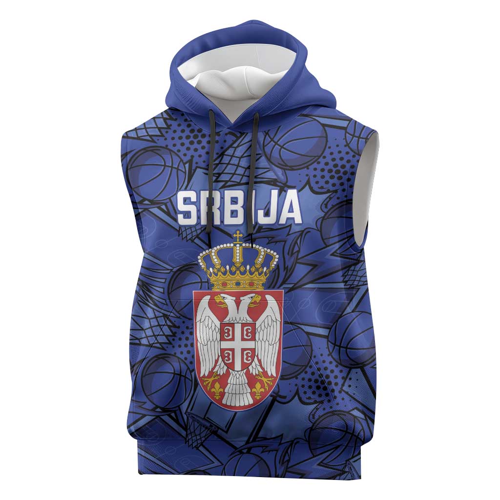 Serbia Basketball Custom Sleeveless Hoodie Srbija Go Champions - Wonder Print Shop