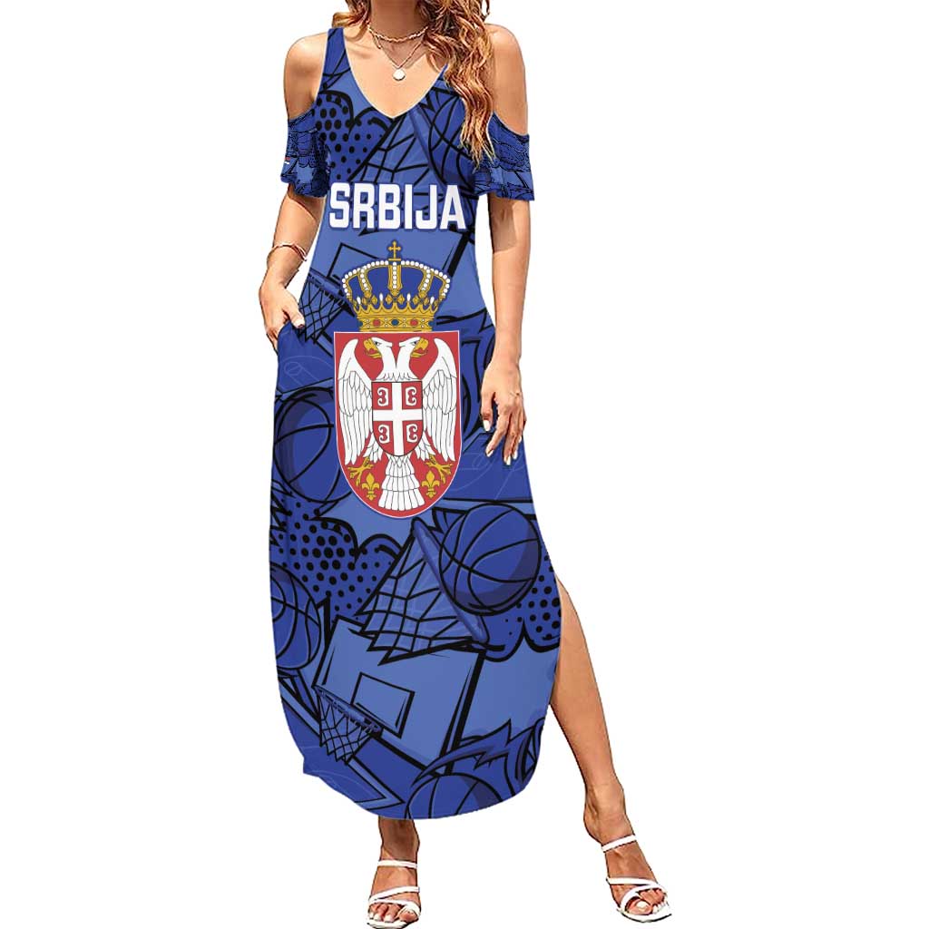 Serbia Basketball Custom Summer Maxi Dress Srbija Go Champions - Wonder Print Shop