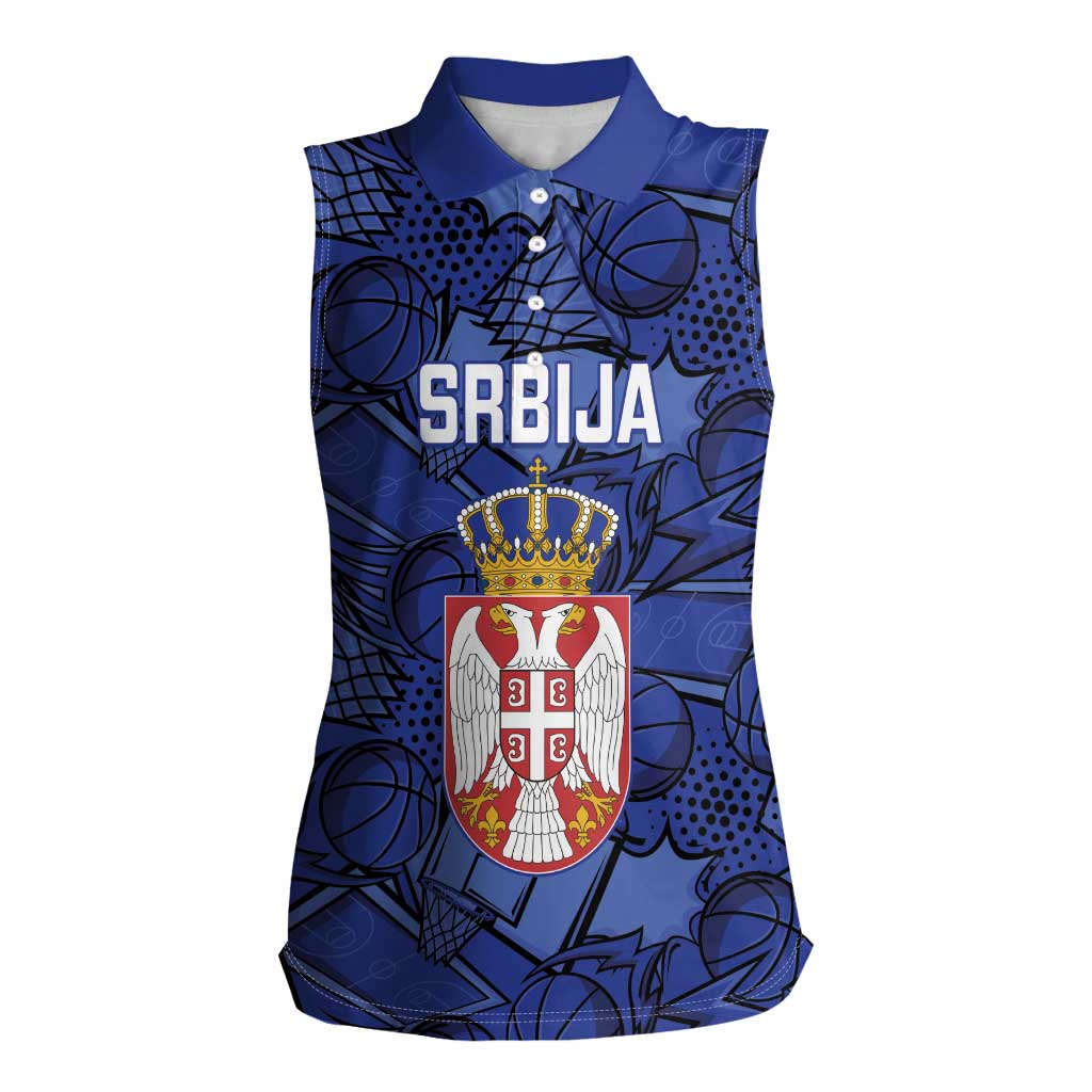 Serbia Basketball Custom Women Sleeveless Polo Shirt Srbija Go Champions - Wonder Print Shop