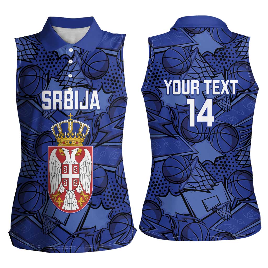 Serbia Basketball Custom Women Sleeveless Polo Shirt Srbija Go Champions - Wonder Print Shop