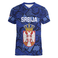 Serbia Basketball Custom Women V-Neck T-Shirt Srbija Go Champions - Wonder Print Shop