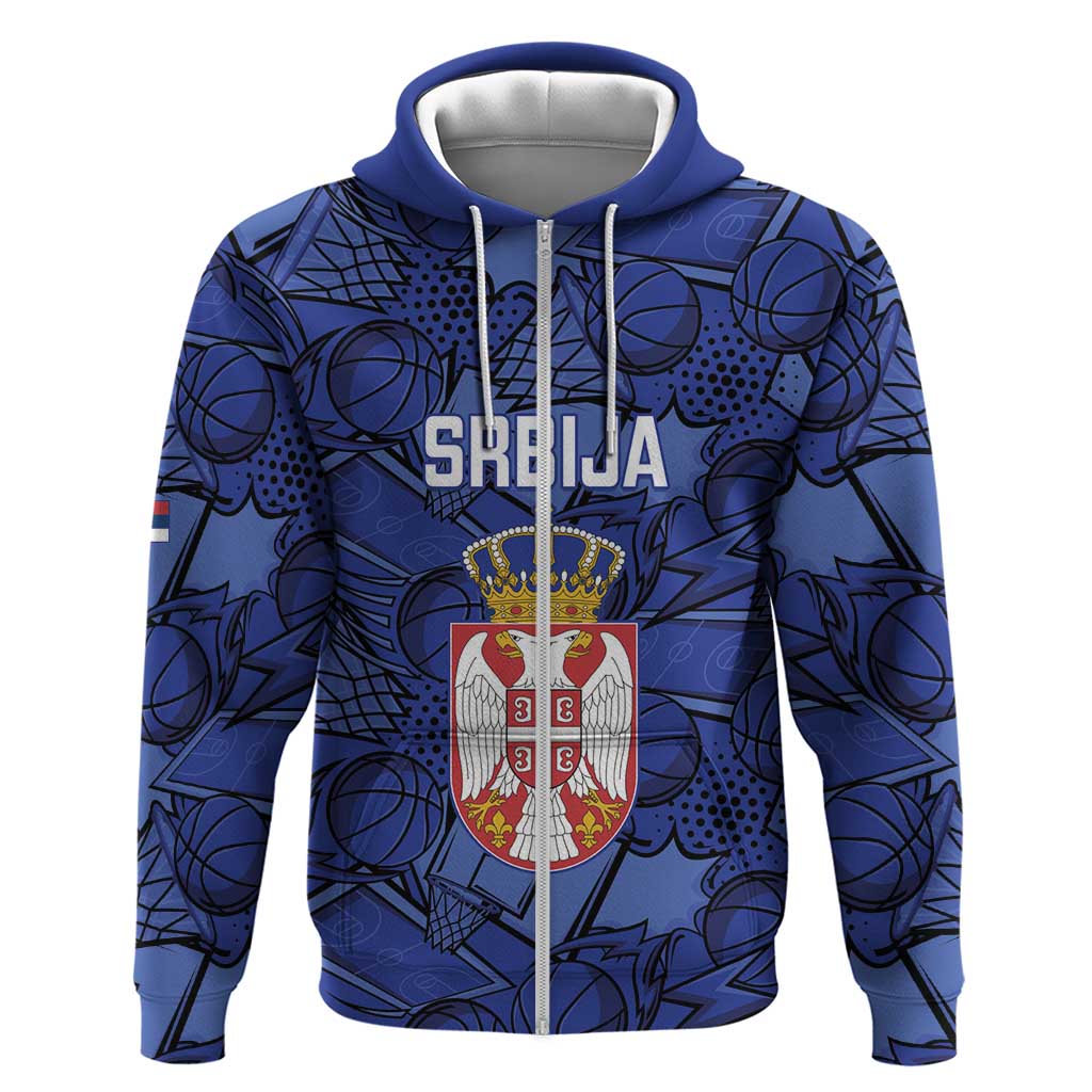 Serbia Basketball Custom Zip Hoodie Srbija Go Champions - Wonder Print Shop