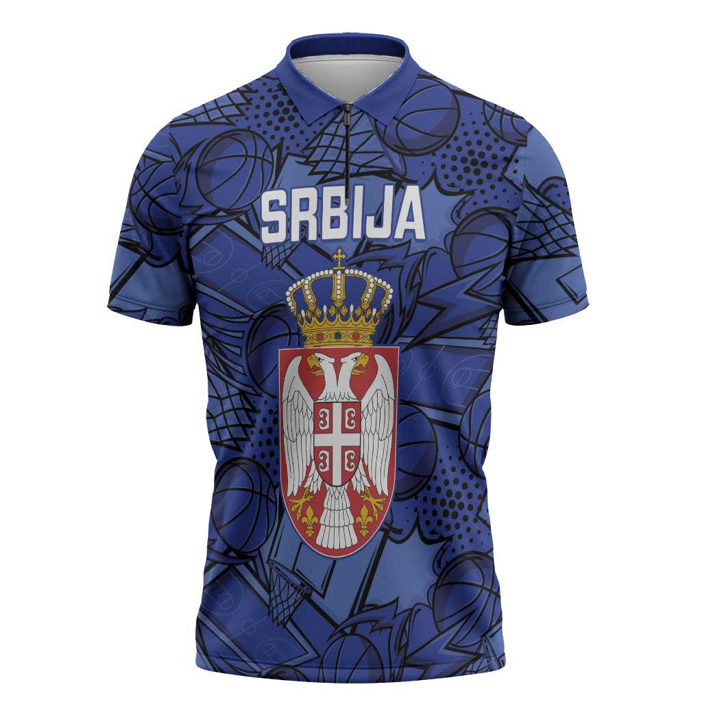 Serbia Basketball Custom Zipper Polo Shirt Srbija Go Champions - Wonder Print Shop