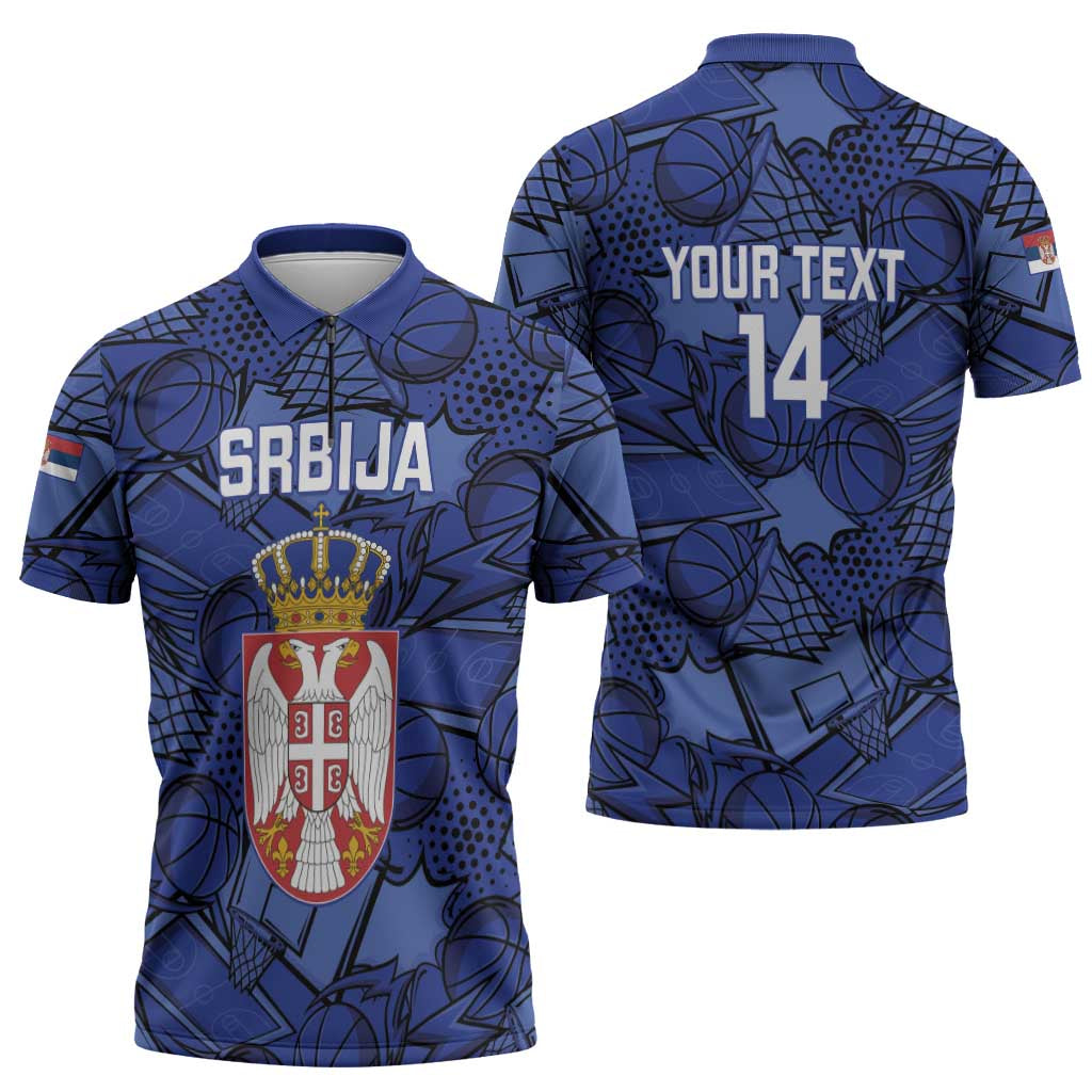 Serbia Basketball Custom Zipper Polo Shirt Srbija Go Champions - Wonder Print Shop