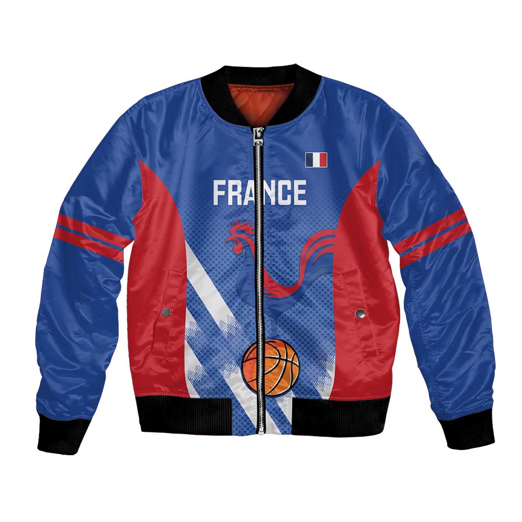 France Basketball Custom Bomber Jacket Allez Les Bleus - Wonder Print Shop