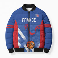 France Basketball Custom Bomber Puffer Jacket Allez Les Bleus - Wonder Print Shop