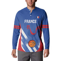 France Basketball Custom Button Sweatshirt Allez Les Bleus - Wonder Print Shop