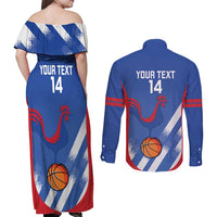 France Basketball Custom Couples Matching Off Shoulder Maxi Dress and Long Sleeve Button Shirt Allez Les Bleus - Wonder Print Shop